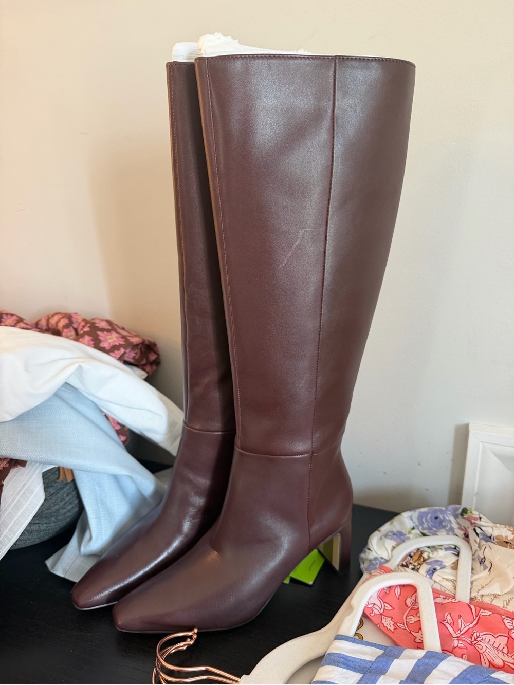 Sam Edelman Women's Tall Chocolate Brown Leather Boots - Picture 2 of 5